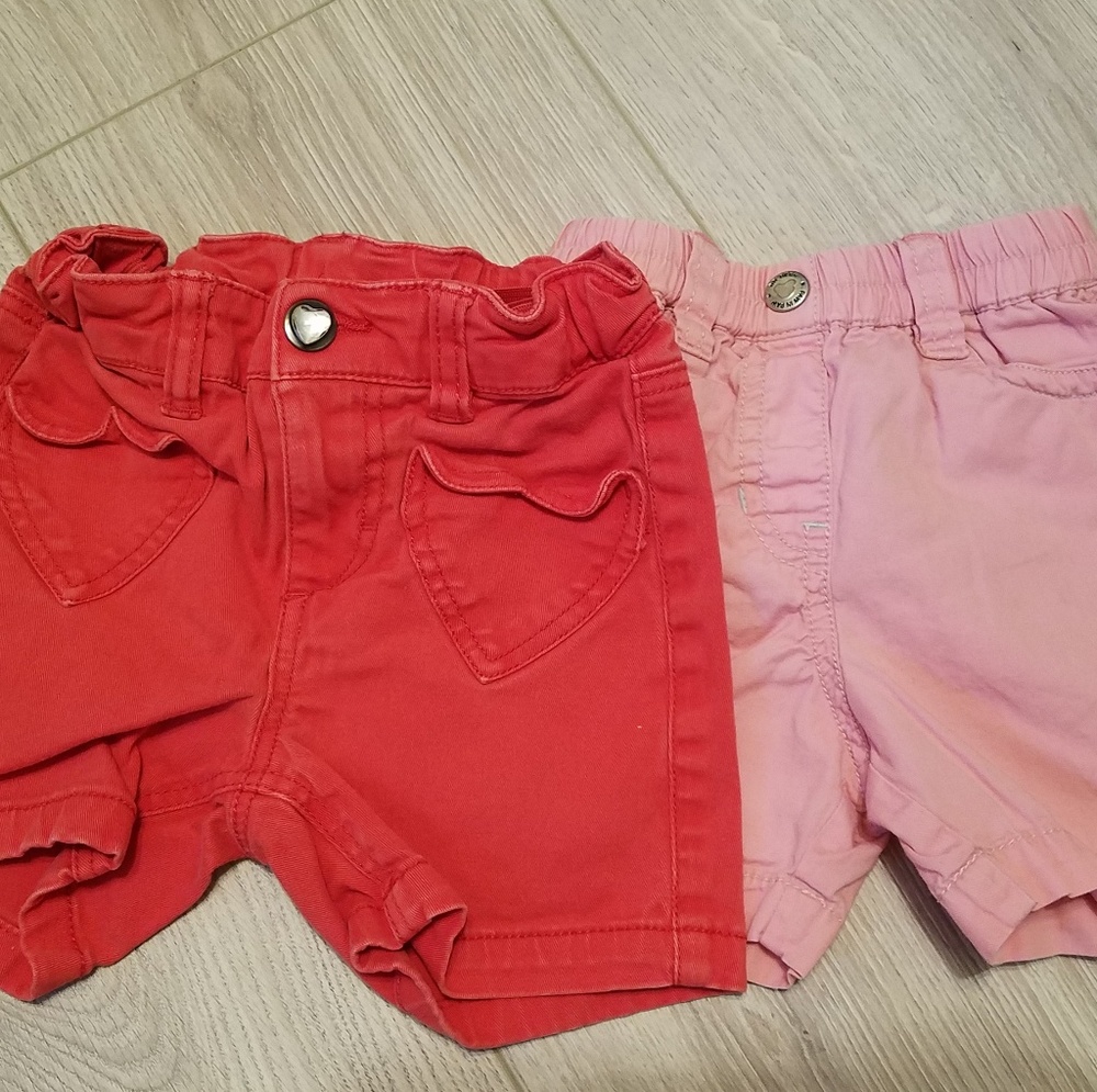 Girls 2 shorts red and pink size 2T
